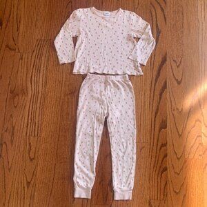 Oeuf 100% Organic Cotton Floral Flower Long Pajama Set | Pale Pink | 5-6 years